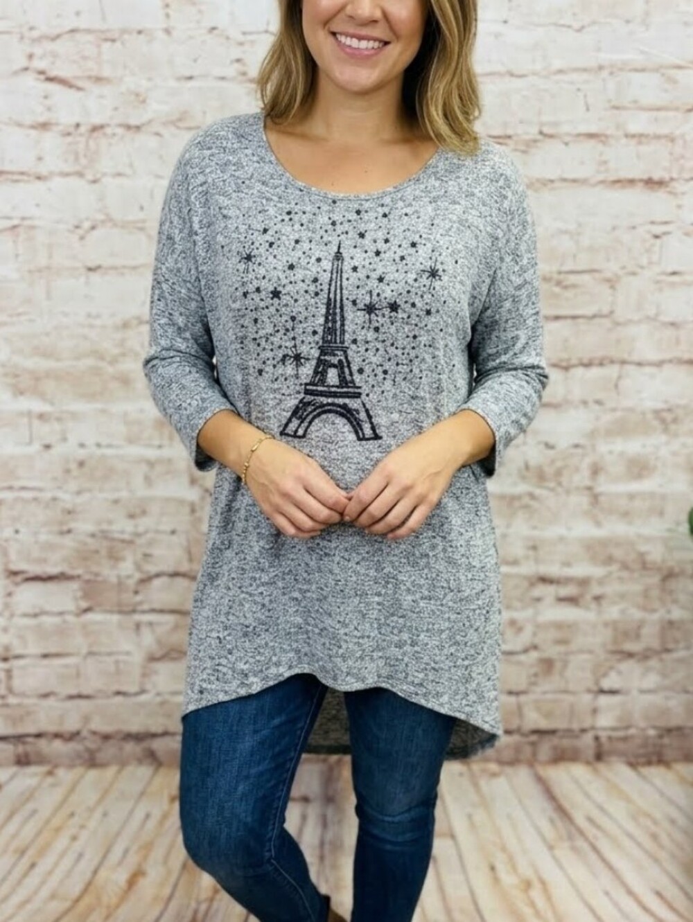 Forever Jade Studded Eiffel Tower Graphic Tunic